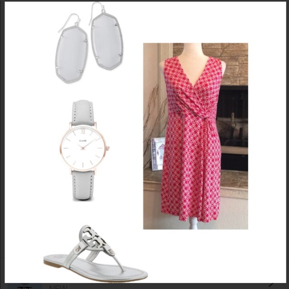 Soma fuchsia geometric print sleeveless dress - Picture 5 of 5